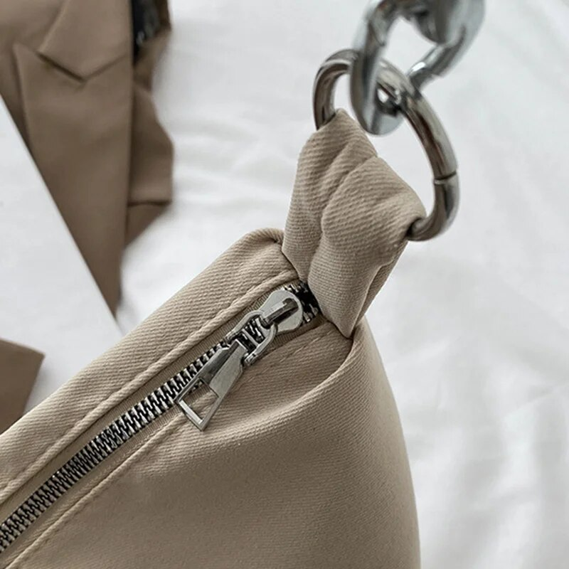 GOLDLON Zwarte crossbodytassen voor vrouwen 2022 Designer handtas Nylon shopper Meisjes ketting Verwijderbare verstelbare riem Messenger schoudertas_voghion.com