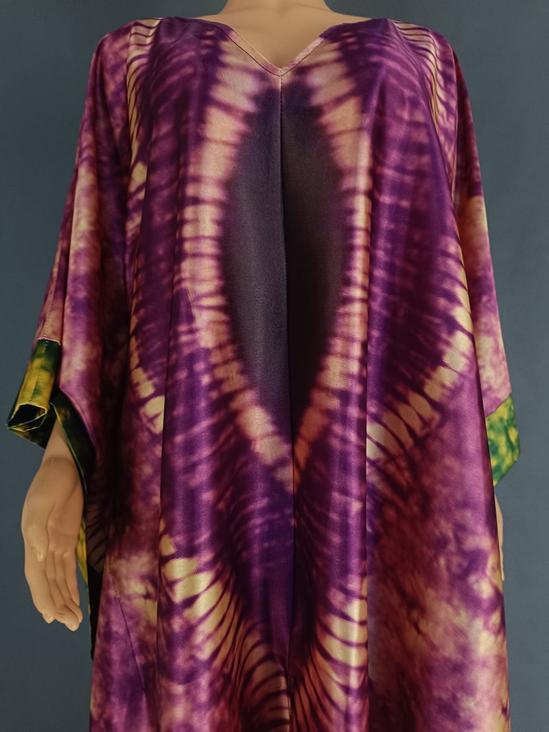 Women's Clothing Digital Printing Simulation Silk Satin Loose Trousers Robe Two Piece Suit_voghion.com