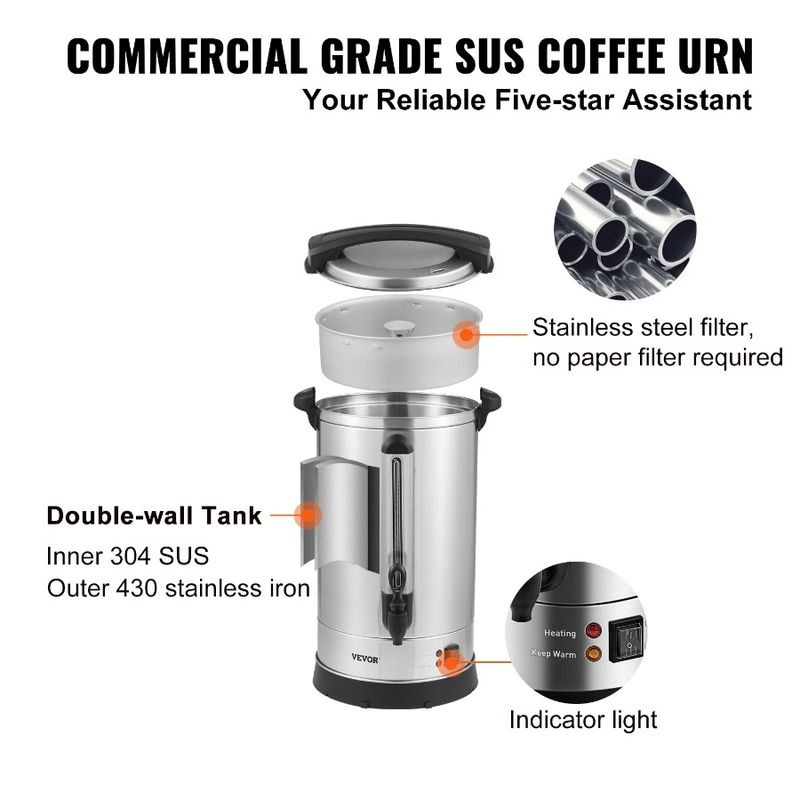 Commercial Dispenser Coffee Brew Cup Urn Stainless Fast Coffee 65 Steel_voghion.com
