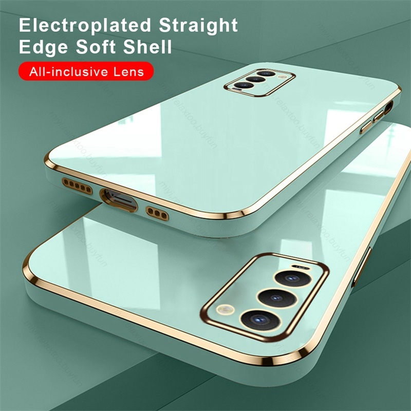 Fyrkantig plätering Guldram TPU Soft Protect Cover För Tecno Camon 18 Fodral Kamera Stötsäker Coque För Tecno Camon18 Camon_voghion.com