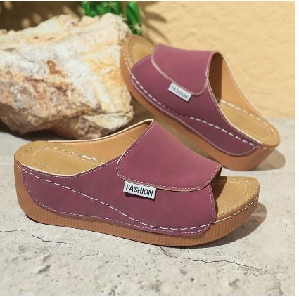 Scarpe casual da donna con suola spessa e larga, stile 2025, con zeppa a forma di bocca di pesce semplice e alla moda._voghion.com