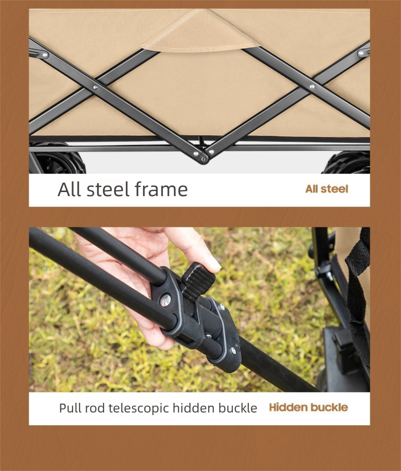 Outdoor Camping Stall Push Cart Picnic Foldable Lightweight Portable Fishing Handcart_voghion.com