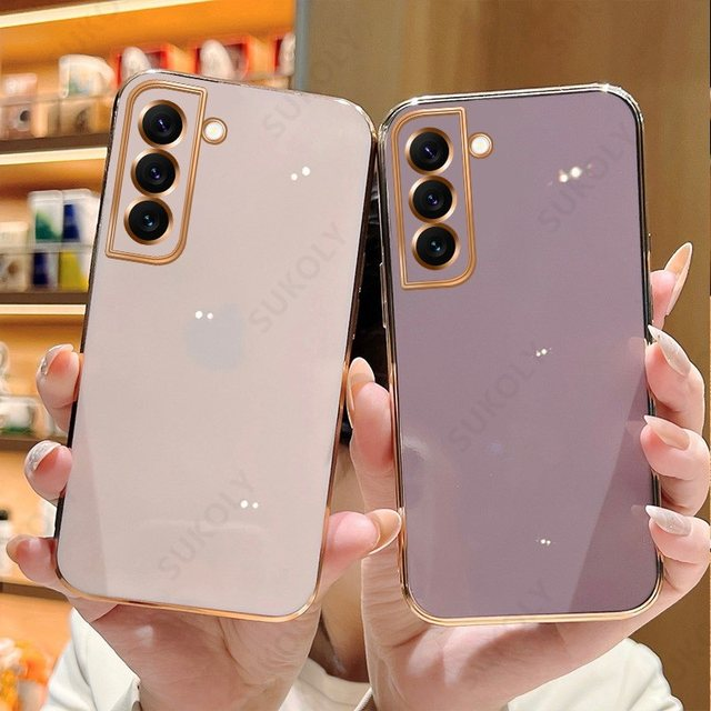 Plating Case Voor Samsung Galaxy S22 S23 Ultra S21 S20 FE Plus A72 A71 A54 A51 A52 A53 5G Luxe Zachte Siliconen Bumper Cover Coque_voghion.com