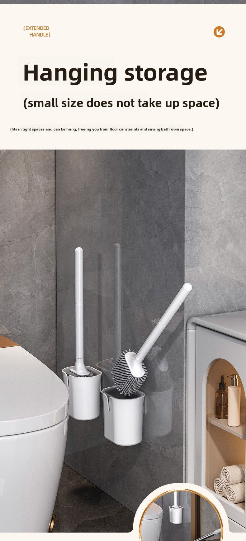 No Dead Angle Household No-Drill Toilet Brush Wall-Mounted Bathroom Silicone Set Cleaning Magic Tool_voghion.com