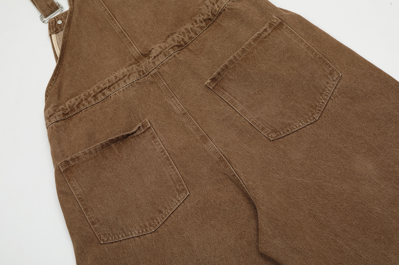Men's vintage brown desert embroidered overalls_voghion.com