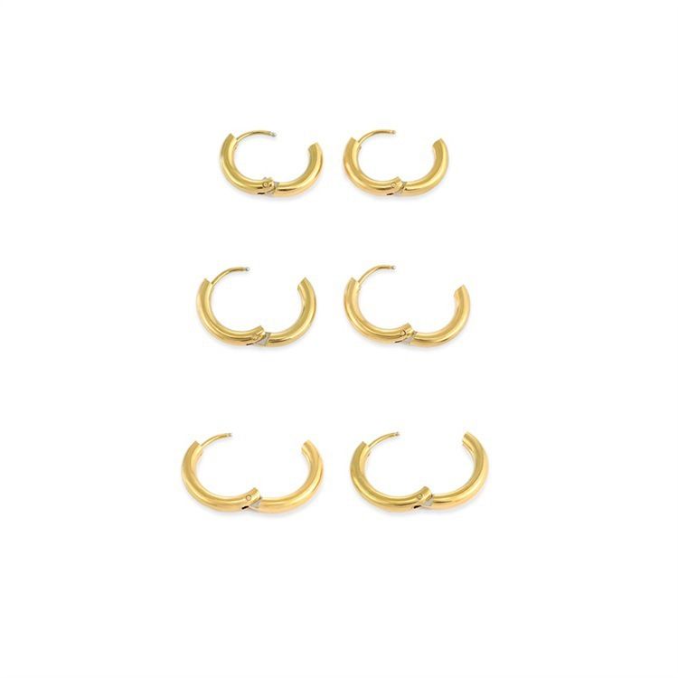 Women's Jewelry Stainless Steel Hoop Earrings Simple Gold Plated Earrings Men's And Women's Ear Clips Jewelry_voghion.com