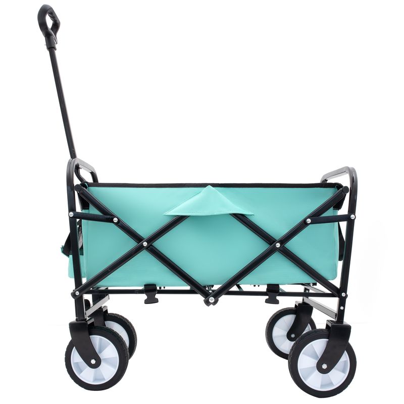 Minimeetall Strap Collapsible Foldable Wagon Cart With Strapping System, Beach Wagon , Utility Cart , Utility Wagon Grocery Cart For Camping Shopping Sports Gardeing Fishing Supports 225lbs Green_voghion.com