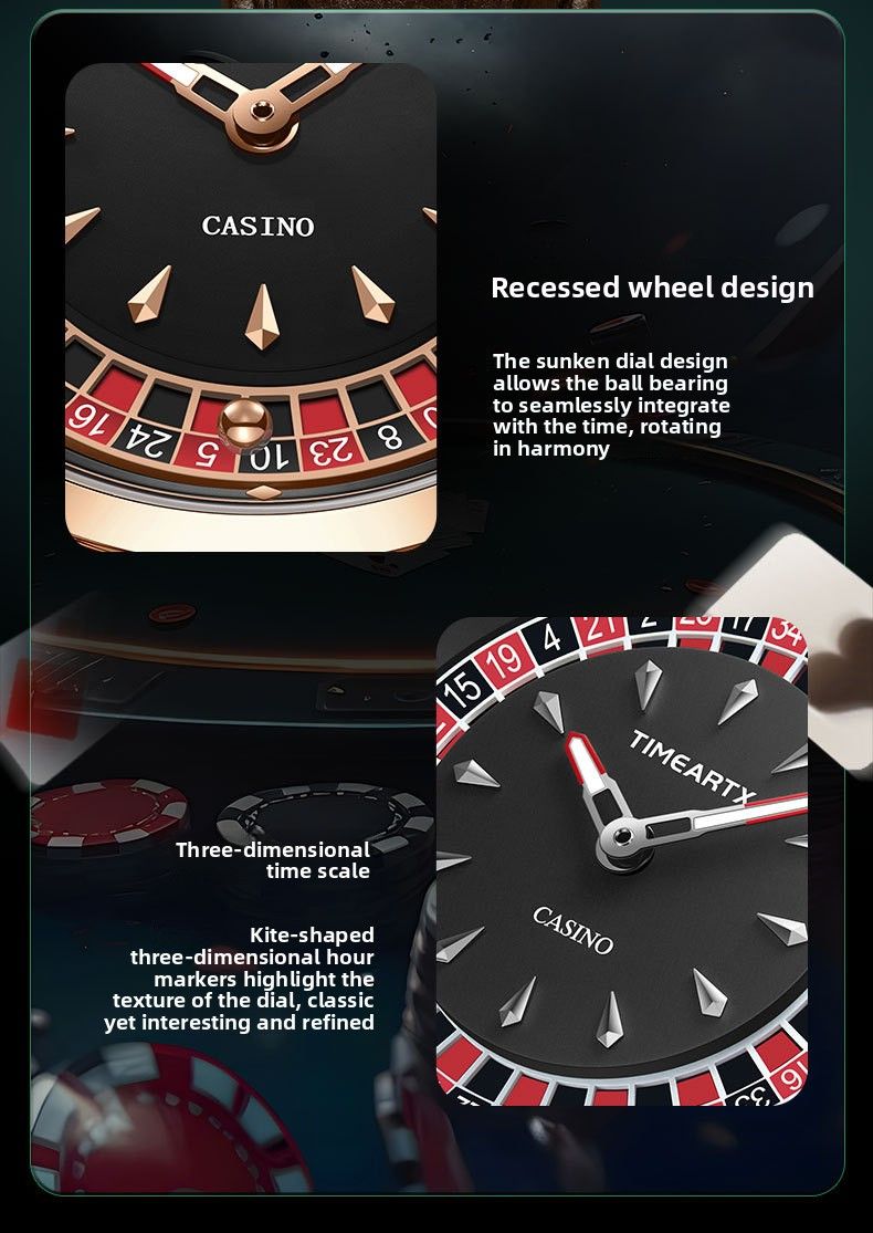 TIMEARTX Cross-Bordr Trad Nw Roultt Mn's Watch Luminous Watrproof Lathr Strap Trndy Quartz Wristwatch_voghion.com