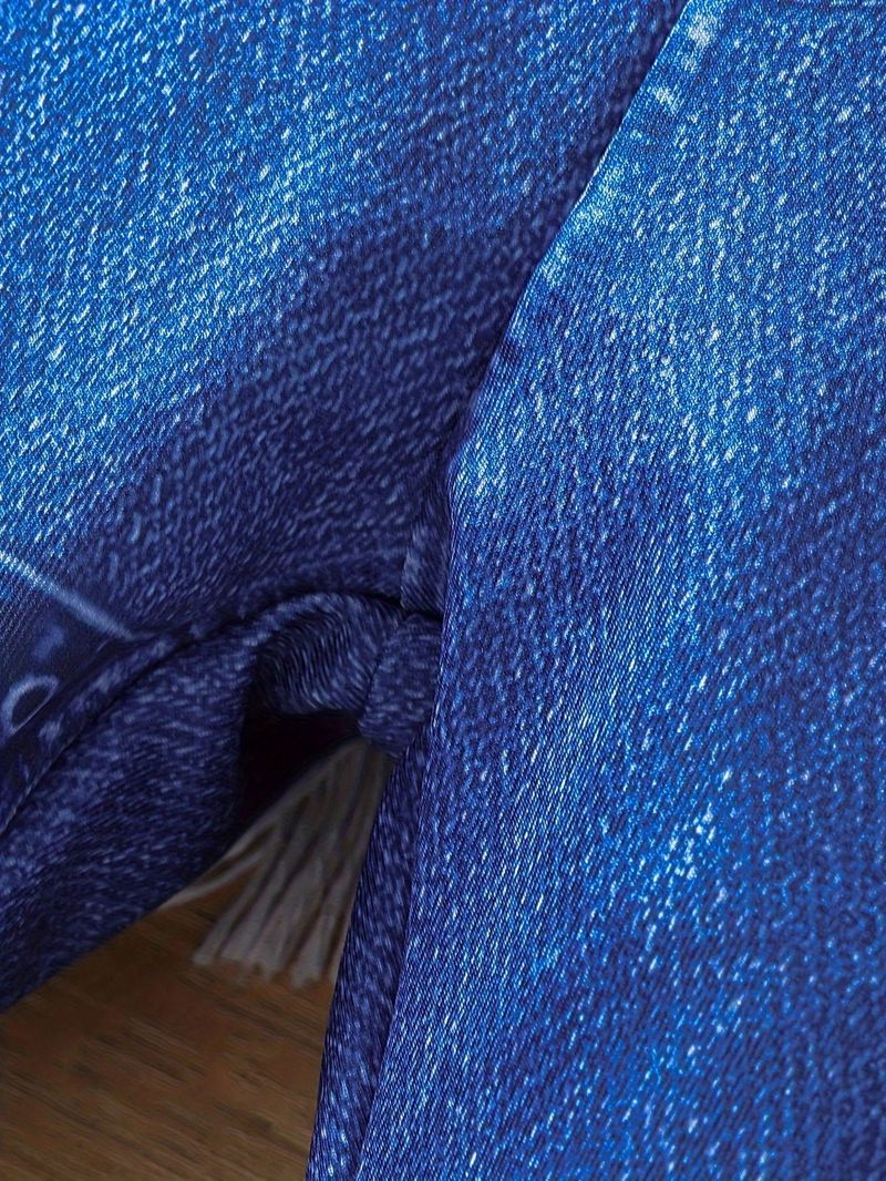 "Kinderbroek met denimlook en print - Zachte stretch polyester, trendy en comfortabel voor meisjes van 3-8 jaar (100-140 cm), B-klasse veiligheid"_voghion.com