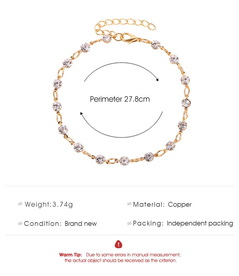 Nuovo piede semplice trasparente strass cavigliera elegante spiaggia stile donne semplice rotonda flash cavigliera_voghion.com