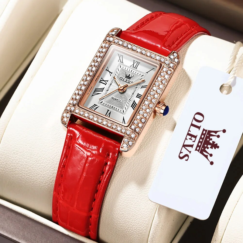 Orologi da donna Orologio al quarzo originale di lusso delle migliori marche per quadrante quadrato con cinturino in pelle luminoso impermeabile femminile_voghion.com