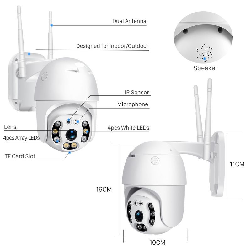 V380 Surveillance HD Night Vision Network Wireless WiFi Mobile Remote Dome Camera Outdoor_voghion.com