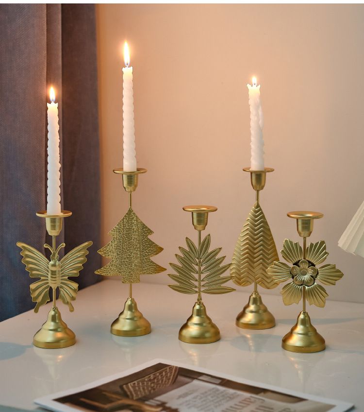 Handcrafted Iron Candle Holders, European-Style Vintage Table Decor With Rustic Charm, Decorative Candle Stand For Romantic Dinners, 3-Piece Set_voghion.com