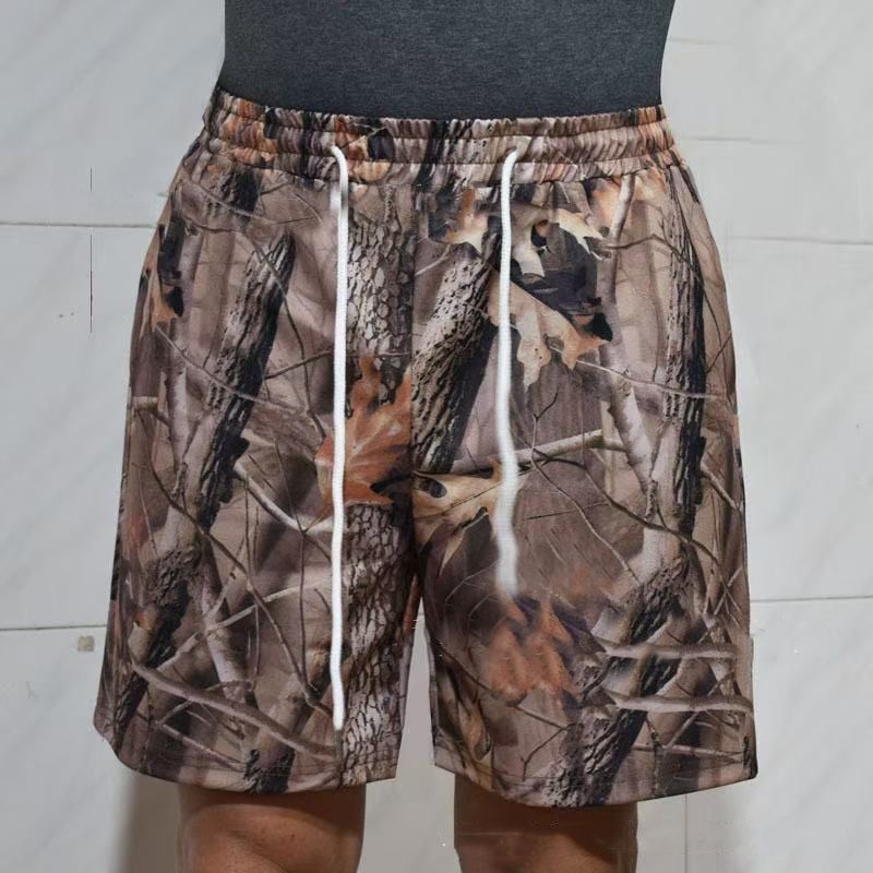Short ample décontracté à cordon de serrage pour femme, imprimé branches d'arbres et camouflage, collection printemps-été 2025_voghion.com