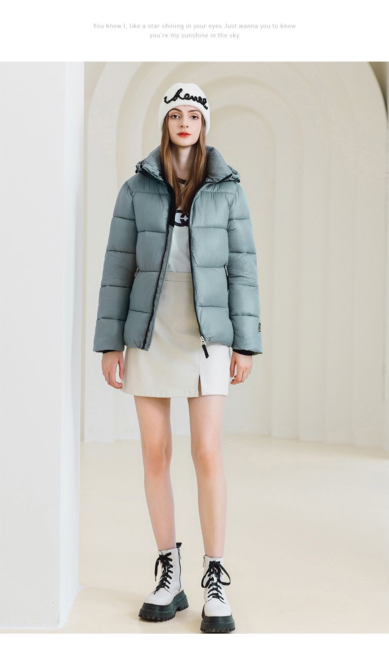 Dames zwarte goudkleurige gewatteerde jas met capuchon, korte winterjas, warme fleecevoering, losse pasvorm, dikke bovenkleding in grote maten_voghion.com