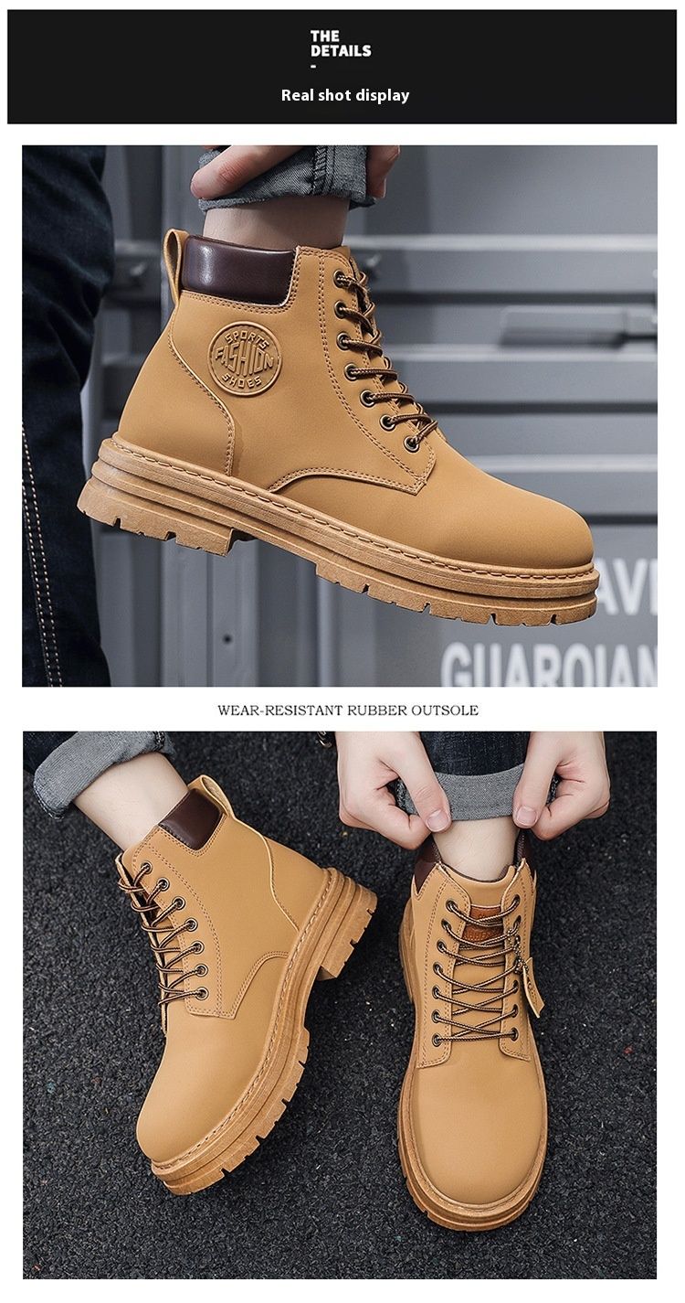 Men Shoes Fashion Motorcycle Boot Waterproof Leather Boots Spring Lace-Up Platform Boot New High Top Boots For Men Botas Hombre_voghion.com