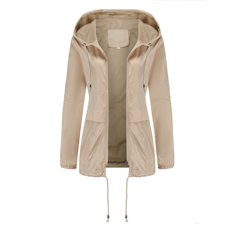 Dameskleding Nieuw lichtgewicht gaasjack met capuchon, buitenregenjas, kort windjack vest_voghion.com