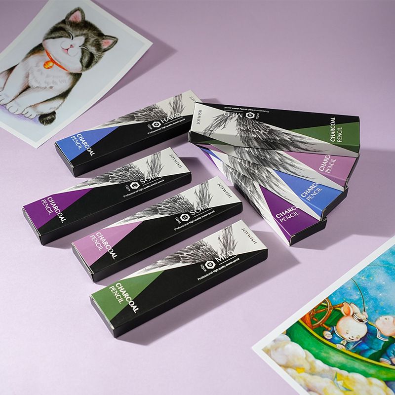 Professional Sketch Charcoal Pencils Set - 12PCS Soft/Medium/Hard/Extra Soft Charcoal Pencils For Artists, Drawing & Sketching (Wooden)_voghion.com