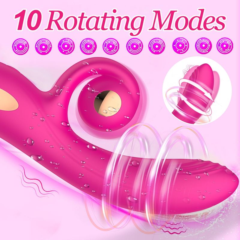 LETHIME Vibratore Rabbit per donne, giocattoli sessuali femminili con 10 modalità di vibrazione e 10 di rotazione, giocattolo per adulti in silicone impermeabile, stimolatore del punto G del clitoride_voghion.com