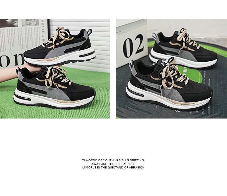 Sport color block con punta tonda e tendenza primaverile per scarpe da corsa casual basse da uomo, scarpe da studente con suola spessa_voghion.com