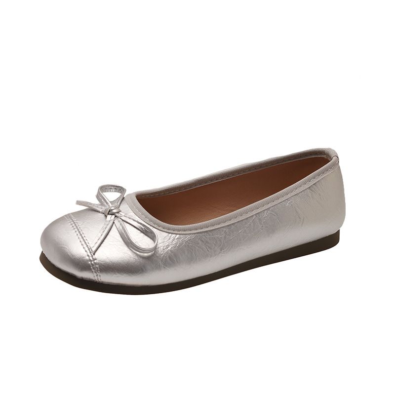 Retro Ballet Flat-soled Red Light-mouth Single Shoes Women's Suede Gentle Soft-soled Doudou Shoes One-pedal Ladyshoes_voghion.com