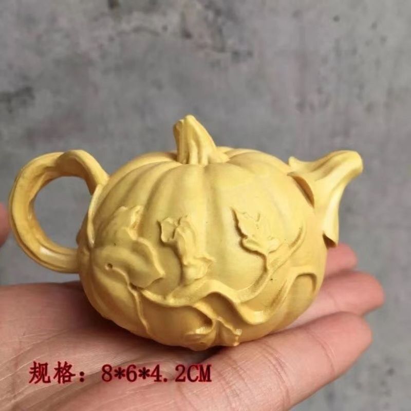 Thuja Boxwood Pumpkin Piece Plaything Ornament Craft Solid Wood Carving Handheld Pot_voghion.com