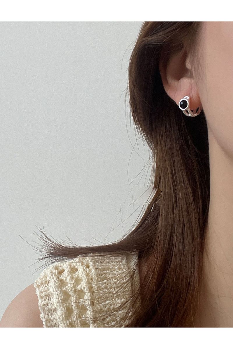 Orecchini semplici con perline nere in versione coreana, moda estiva di alta gamma, fibbia versatile, accessori per le orecchie da donna_voghion.com