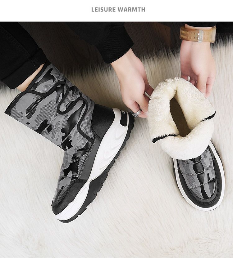 Men's Winter Snow Boots - Waterproof Thermal Insulated Slip-Resistant Hiking Boots With Fleece Lining & Hook-and-Loop Closure_voghion.com