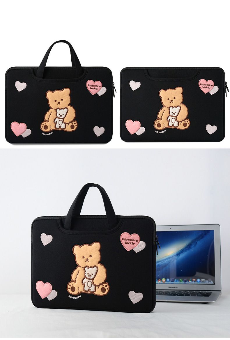 Borsa per computer, borsa interna con ricamo a forma di cartone animato_voghion.com