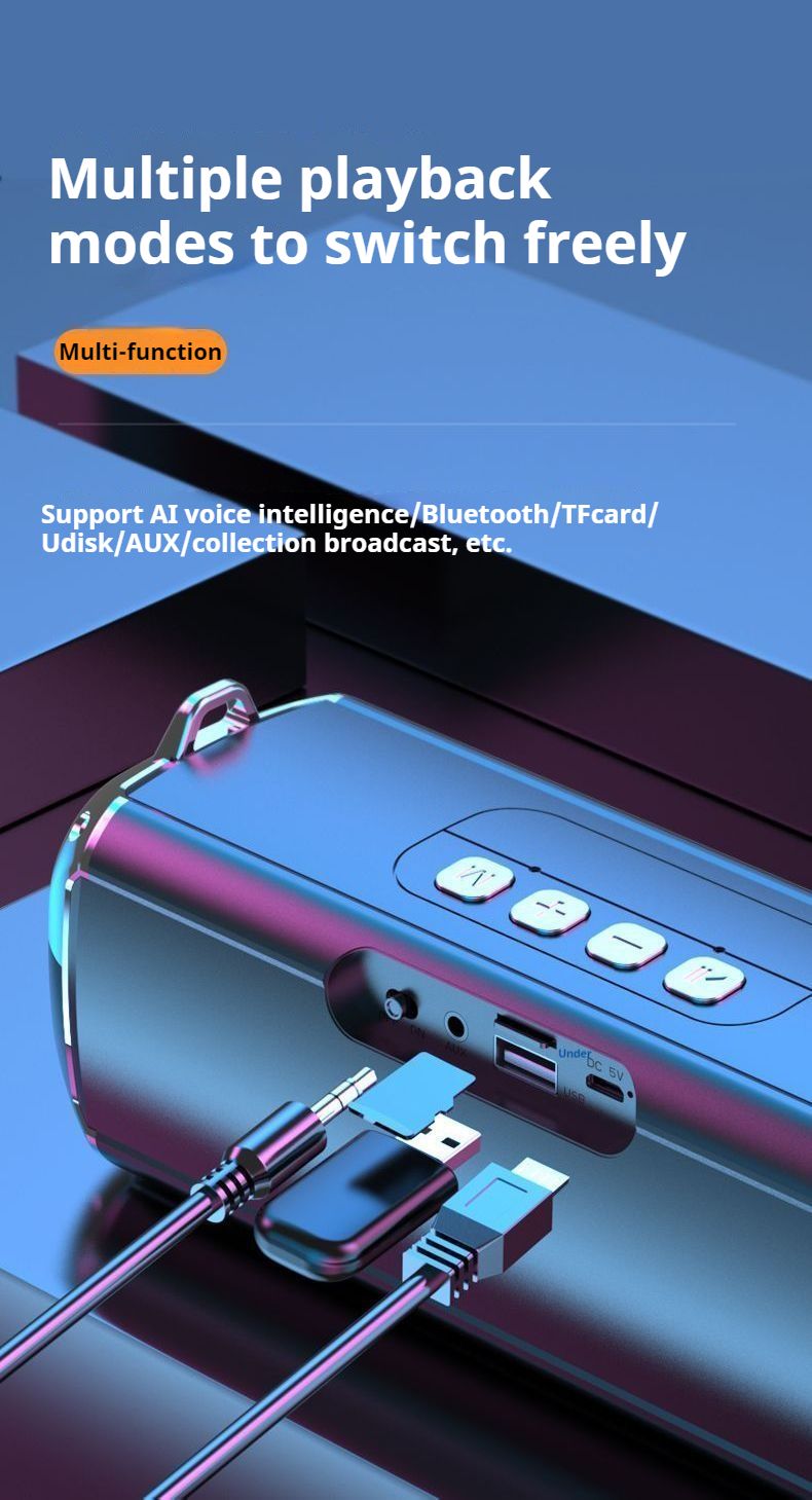 Enceinte Bluetooth portable 20 W avec basses puissantes et lumière colorée, stéréo surround, étanche, sans fil, caisson de basses, boombox, karaoké à domicile_voghion.com