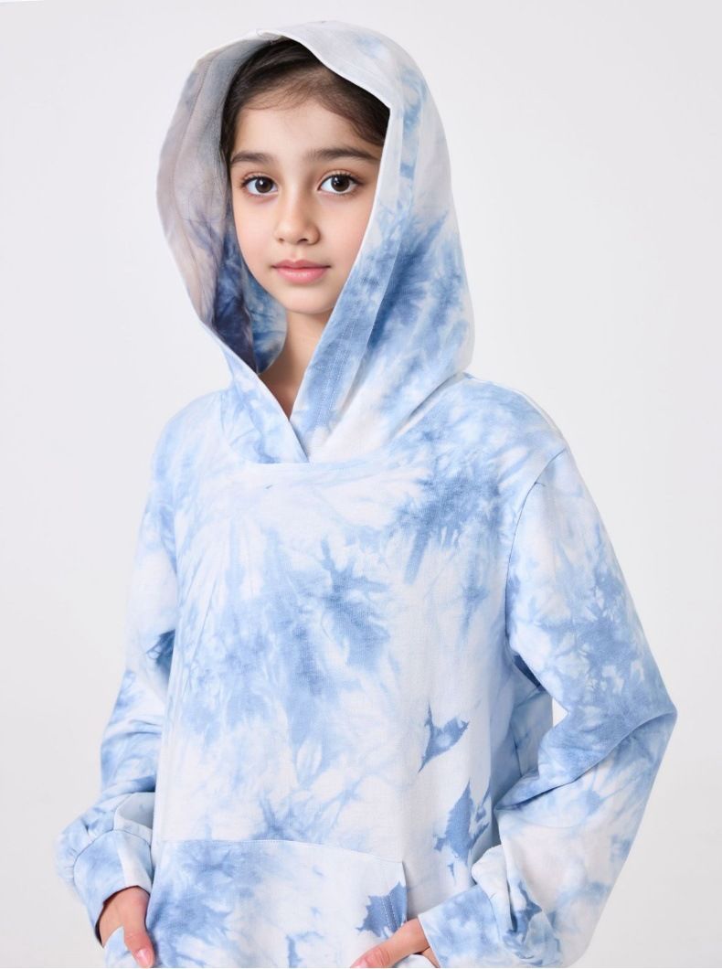 Abaya für Mädchen aus dem Nahen Osten, Batikmuster, mit Kapuze, Taschenpullover, Kleid, lockere Robe_voghion.com