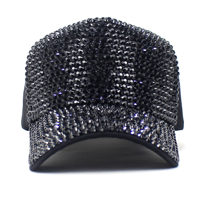 Modischer bunter gepunkteter Baseball-Sonnenschutz für Damen im Freien, AB-Diamant, glänzend, gebogene Traufe, Entenzungenhut_voghion.com