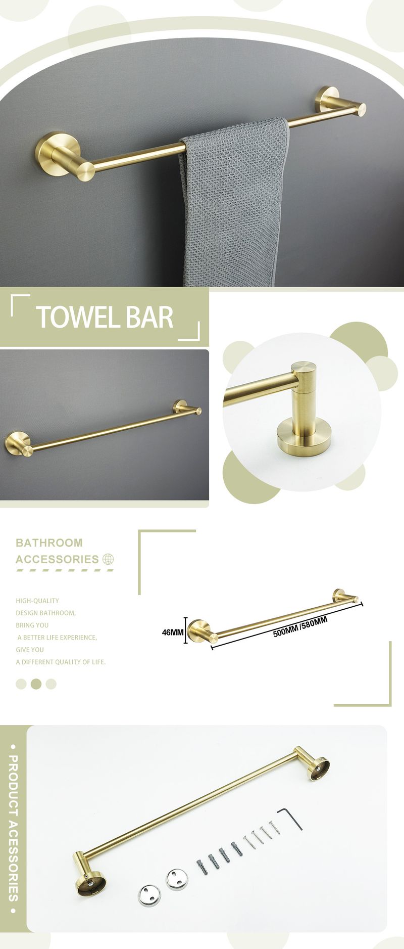 Escovado ouro 304 aço inoxidável toalheiro barra de toalha porta-lenços gancho para roupas linha gancho saboneteira banheiro pingente terno_voghion.com