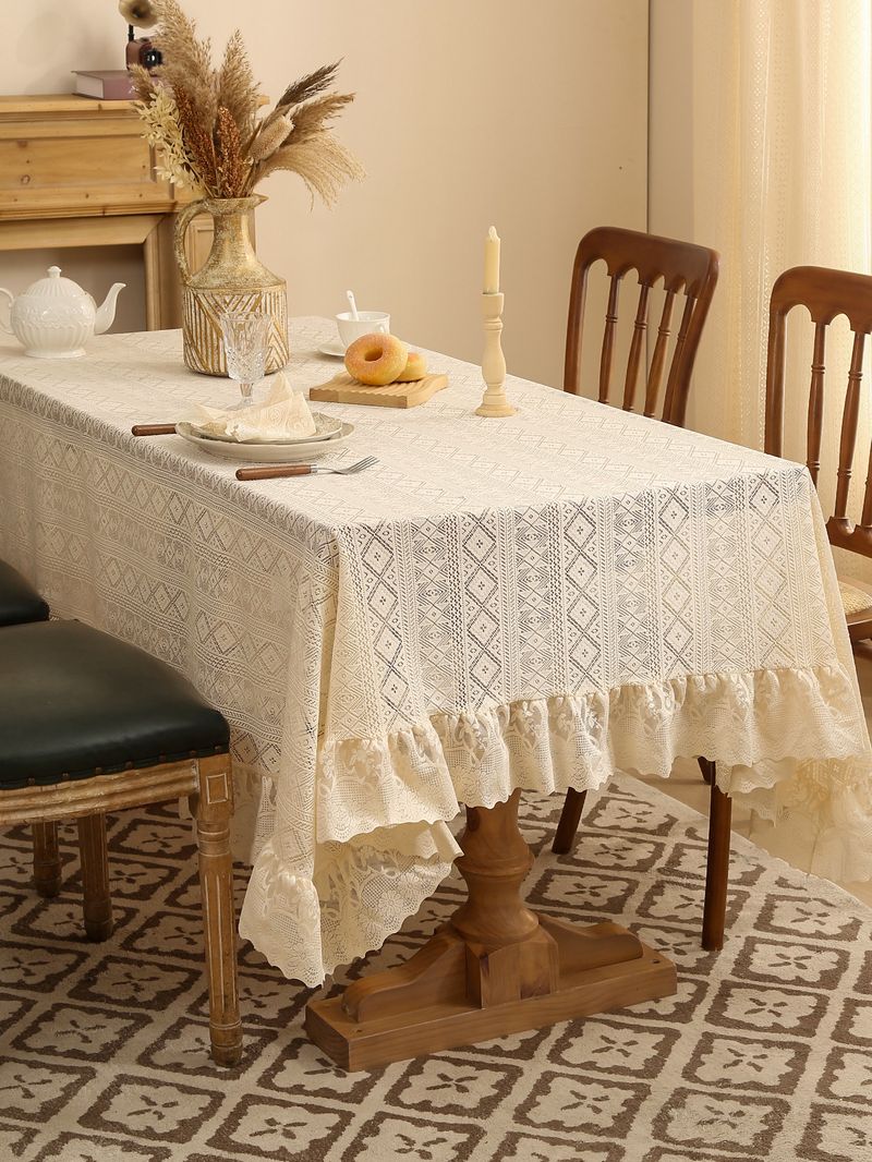 Tovaglia di pizzo retrò di lusso nordico leggero, antipolvere, isolamento termico, abbellimento, copritavolo da caffè_voghion.com