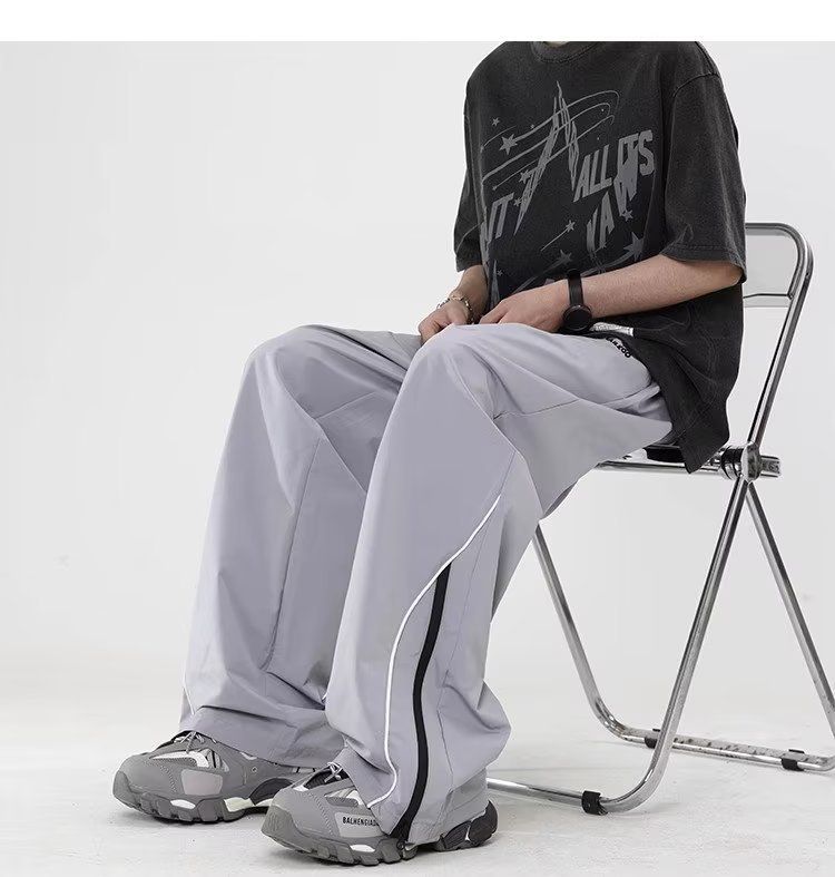 Charge For Men In Summer, Thin And Cool, Trendy Brand, Loose Casual P, American High Arcade Style, Wide Leg Sports_voghion.com