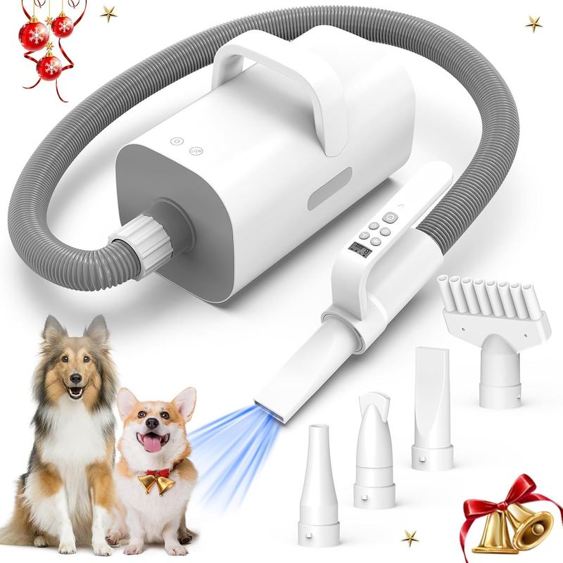 Dog Dryer,4 In 1 Dog Hair Dryer With Smart Handle, 90m/s High Velocity Negative Ion Dog Blow Dryer, Adjustable Airflow Speed And Temperature Pet Dryer For Dog Cat_voghion.com