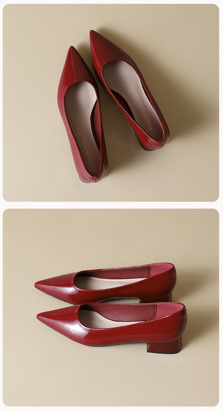 Pointed Single Shoes Women's Light Mouth Thick Heel High Heels One Pedal Black Commuter Work Shoes_voghion.com