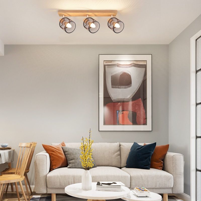 Glitzerlife Deckenstrahler 3 Flammig Weiß Deckenlampe Holz - Deckenleuchte E14 Moderne Deckenleuchte Schwenkbar 350° Max.25w Innen Holzoptik Spotlights Für Flur_voghion.com