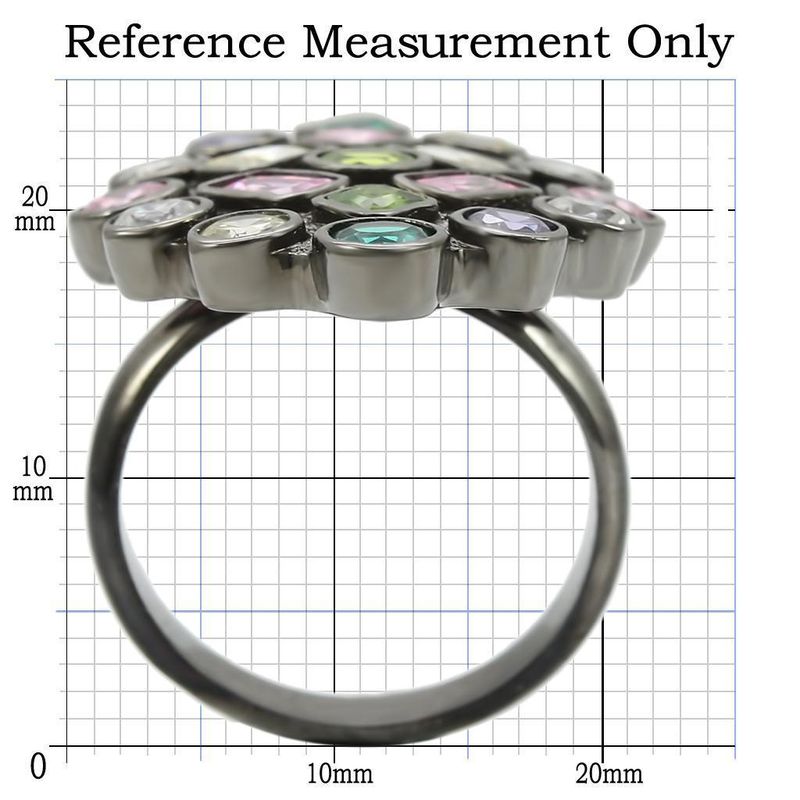 0W297 - Ruthenium Brass Ring with AAA Grade CZ in Multi Color_voghion.com