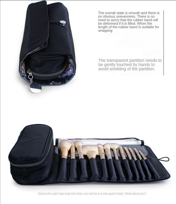 Wasserdichte Roll-Make-up-Pinseltasche aus Nylon für die Reiseorganisation_voghion.com