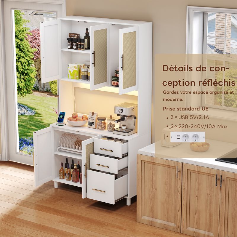 Cucina 183cm con app illuminate a LED, USB, steckdosen, 3 Schubladen_voghion.com