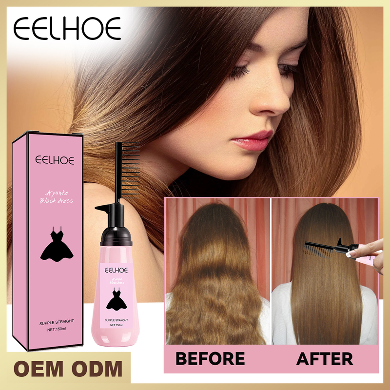 Crema Ammorbidente per capelli lisci Lozione per capelli Impostazione ammorbidente per capelli Senza ioni Tirare e tagliare senza clip Un pettine Capelli lisci C_voghion.com