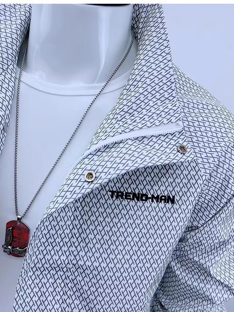 Herrenbekleidung Trendy Oversized Streetwear Jacke für Herren - Vintage High Street Korean Style Kapuzenjacke mit Reißverschluss in Schwarz/Weiß/Grün_voghion.com