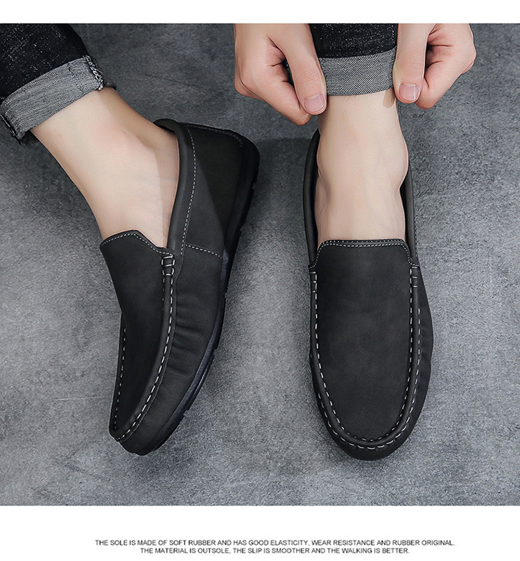 SHLIANG Men's Casual Sport Shoes British Style Bean Bean Slip-On Loafers Versatile Comfortable Breathable Rubber Sole Shoes X0016_voghion.com