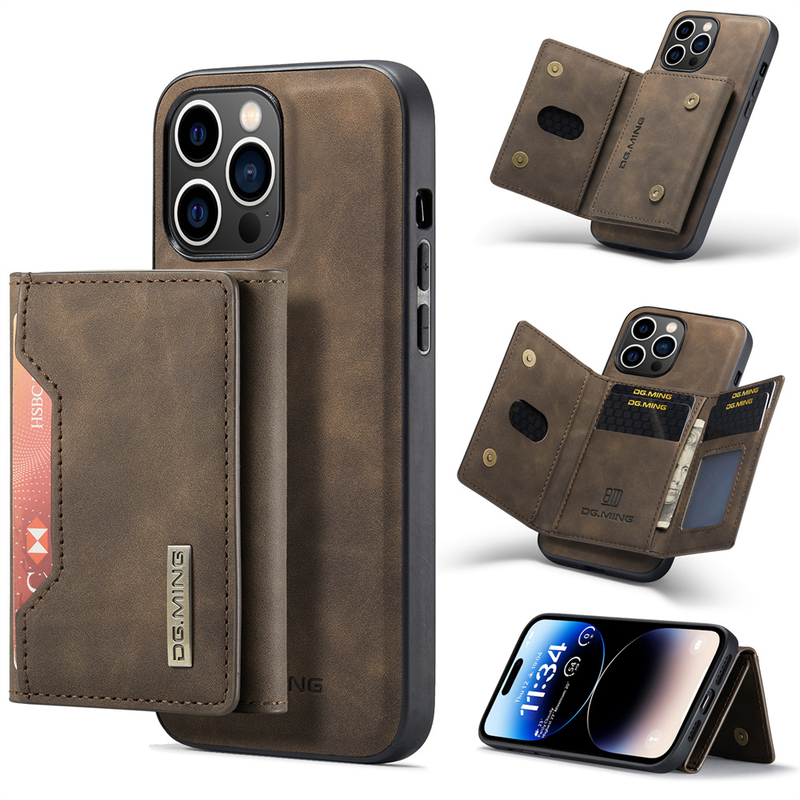 2 vienā futrālis iPhone 15 14 13 12 11 Pro Max Plus XS Max XR 8 7 Plus SE 2022 maka magnētiskā ādas karšu turētāja kabata_voghion.com