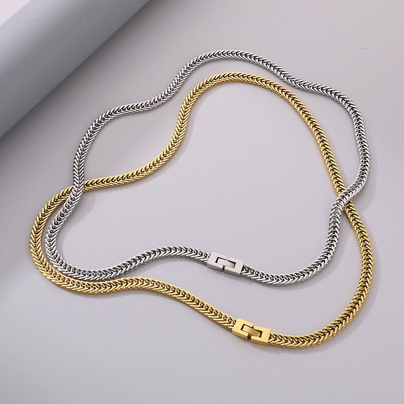 Collier en acier inoxydable pour homme, style hip-hop, chaîne fouet tressée, tendance, avec boucle_voghion.com