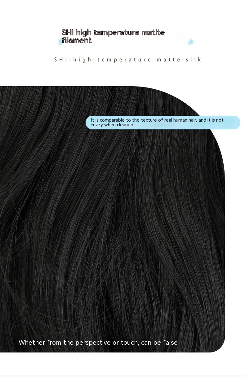 Nuova parrucca di vendita calda con fiocco nero e piccola clip sulla coda di cavallo, capelli ricci lunghi, copricapo rosso Internet, accessori per capelli realistici e naturali_voghion.com