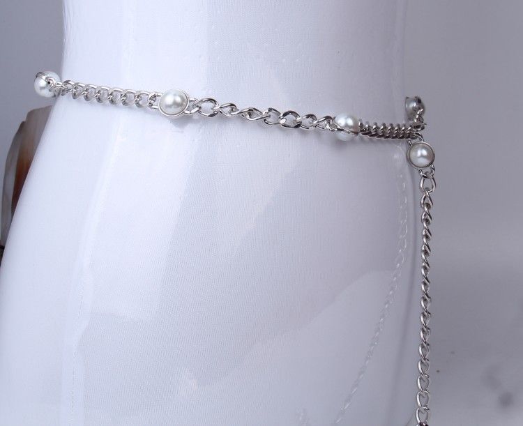 Neue personalisierte Damen-Hüftkette aus Metall, modisch, elegant, vielseitig, Perlenkleidung gepaart mit Gürtel und rotem Siegel_voghion.com