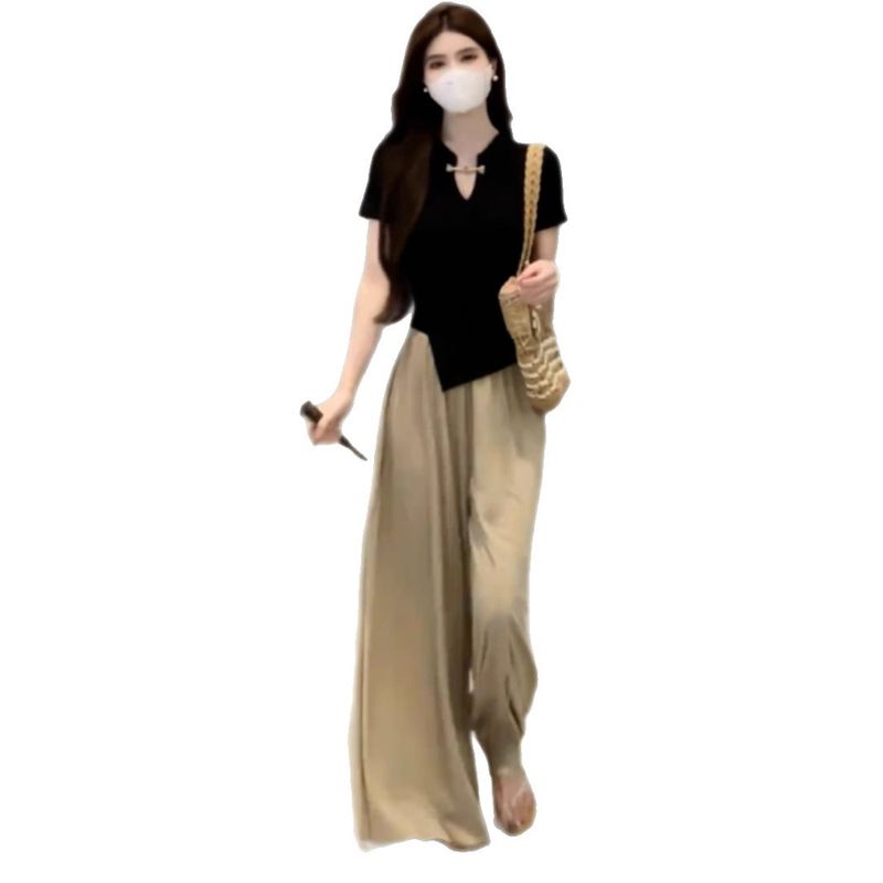 Tenue d'été pour femmes de grande taille, nouveaux vêtements pour femmes chinoises de style national, haut à jambes larges, pantalon et jupe, ensemble deux pièces_voghion.com