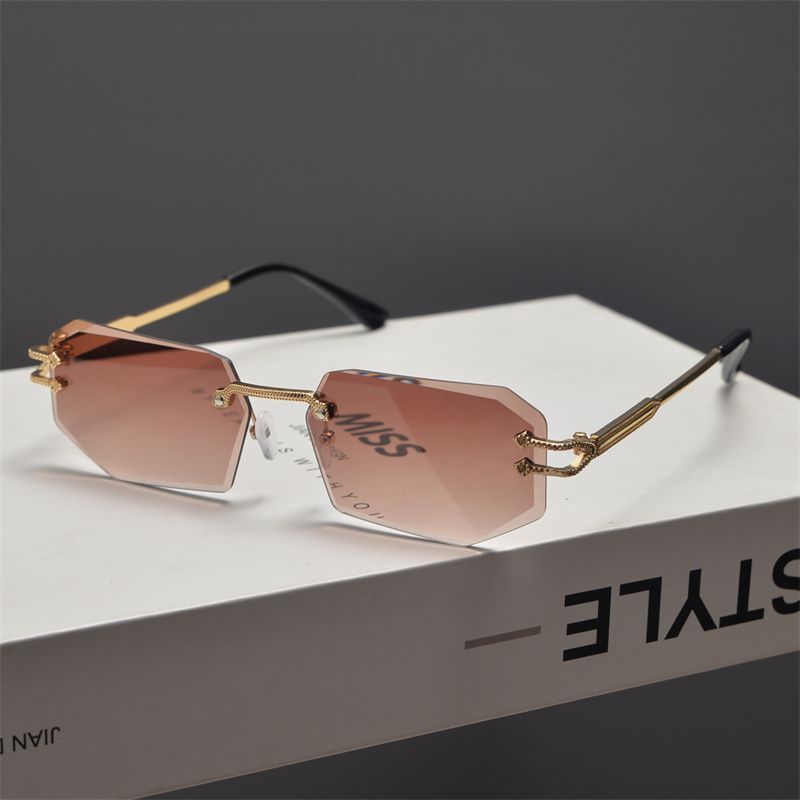 Sommer Rechteckige Randlose Sonnenbrille Modetrend Sonnenbrille_voghion.com